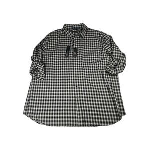 APT 9 Shirt Mens 2XL Black Gray‎ Plaid Flannel Modern Fit Soft Touch Button Up